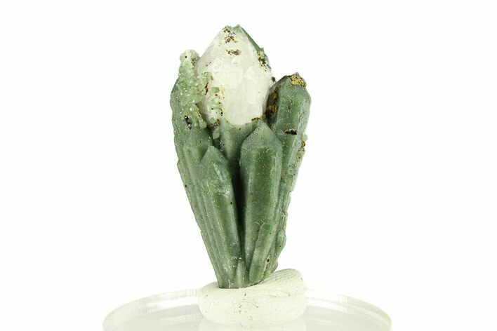 Green Hedenbergite Included Quartz Cluster - Mongolia #294202
